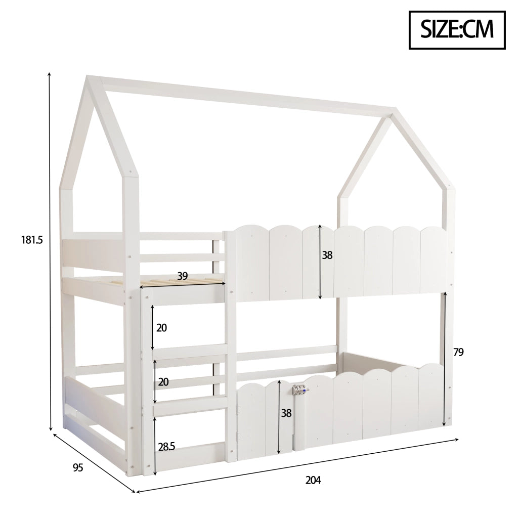 letto a castello legno bianco 90 x 200 cm