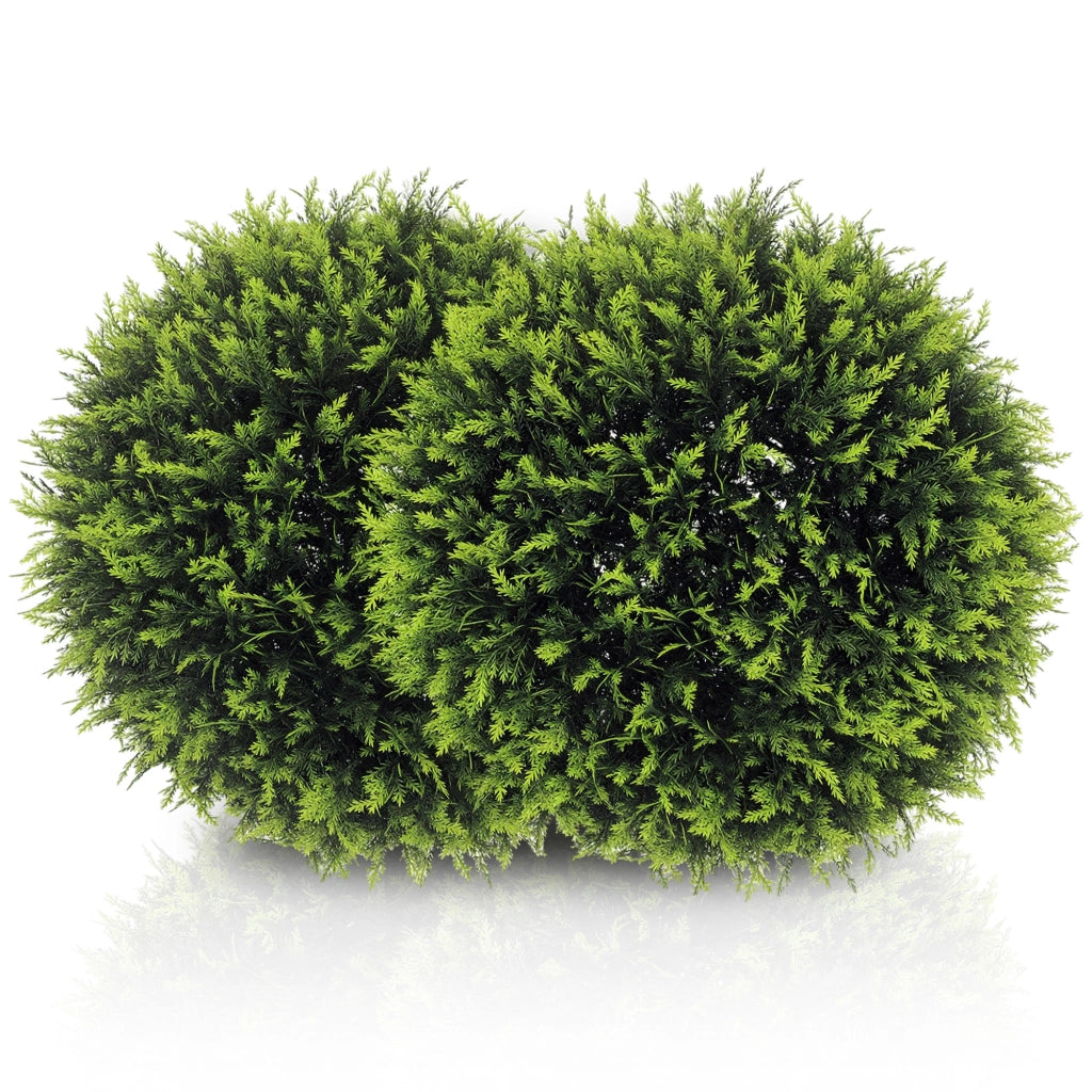 2 Piante Artificiali a Sfera con Foglie di Cedro ¨C Minimal ¨C Verde ?45 cm