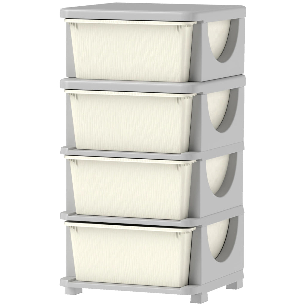 Cassettiera per bambini con 4 cassetti, plastica, crema, 37x37x76 cm ¨C Minimal