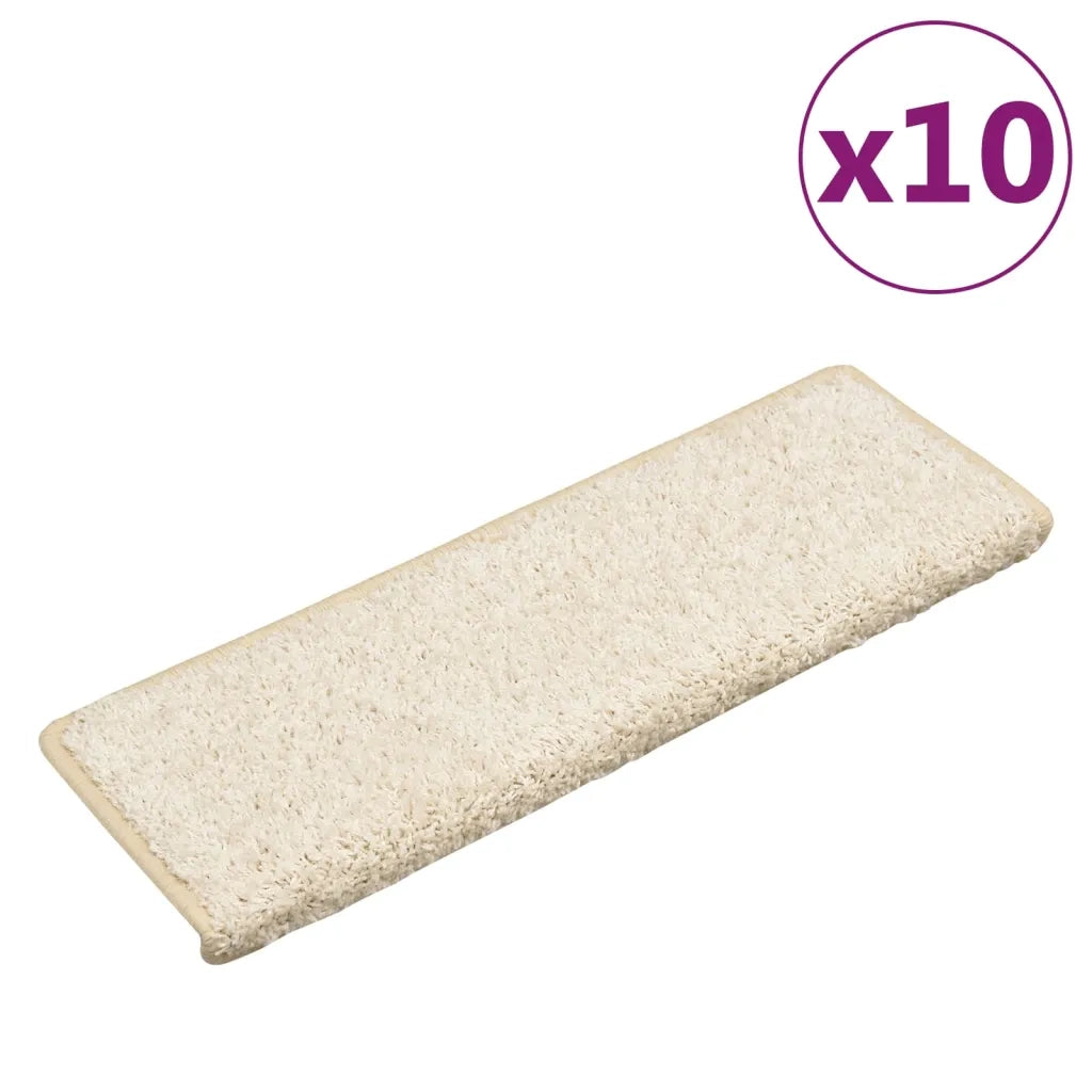Tappetini per scale 10 pz 65x21x4 cm bianchi con bordo rettangolare 149827