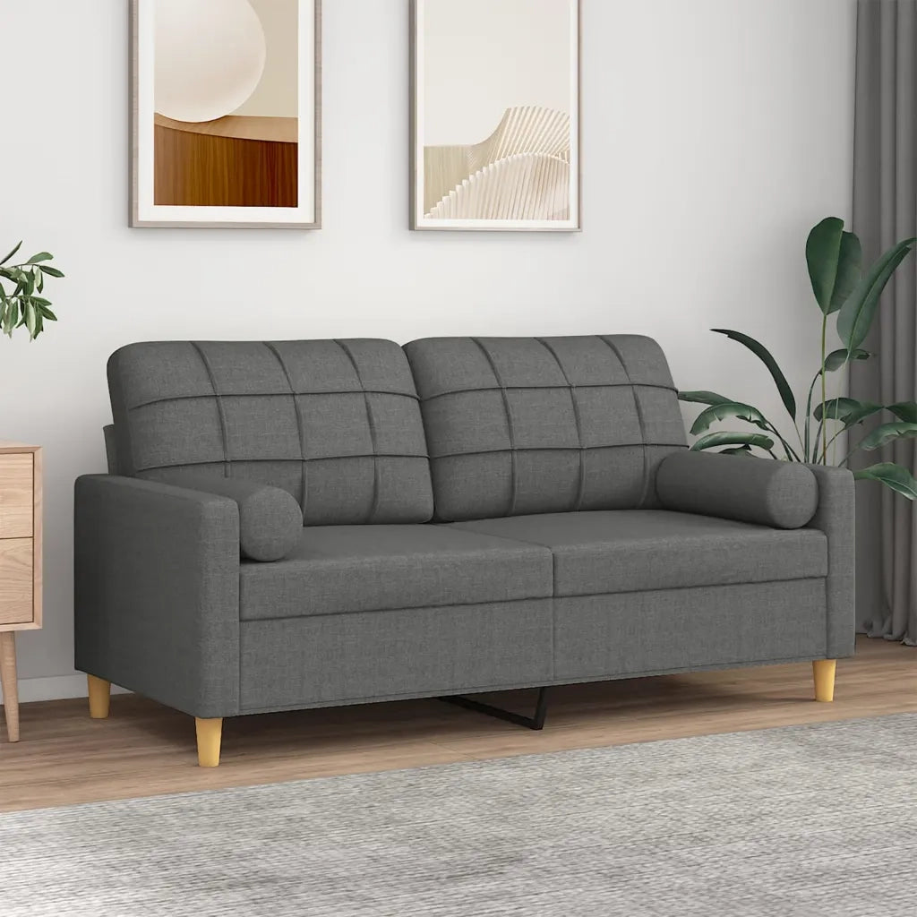 Divano a 2 Posti con Cuscini-Sofa 2 Posti con Cuscini Grigio Scuro 140 cm in Tessuto 821975