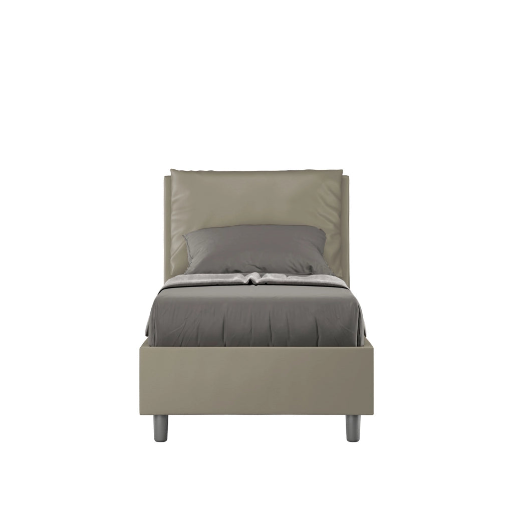 BS COM Letto singolo senza rete imbottito 80x210 similpelle cappuccino