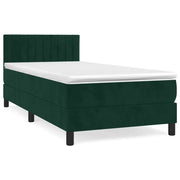 Letto singolo | Letto per adulti | Giroletto a Molle con Materasso Verde Scuro 90x200 cm Velluto