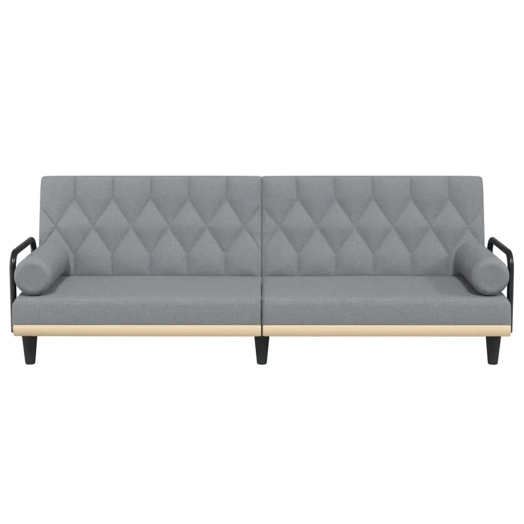Divano Letto con Braccioli Grigio Chiaro in Tessuto 351937