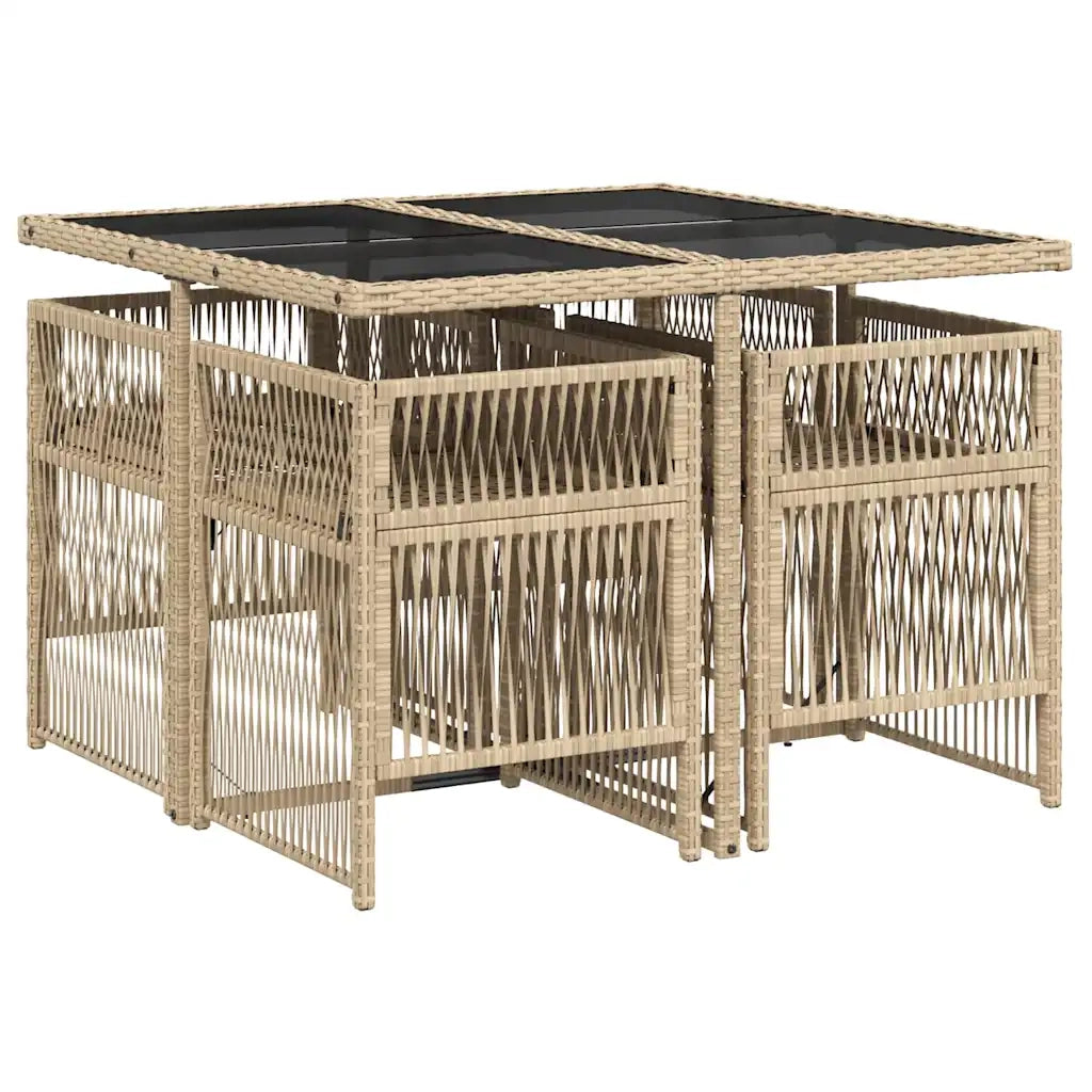 Set Pranzo da Giardino 5 pz con Cuscini Beige Misto Polyrattan 3210900