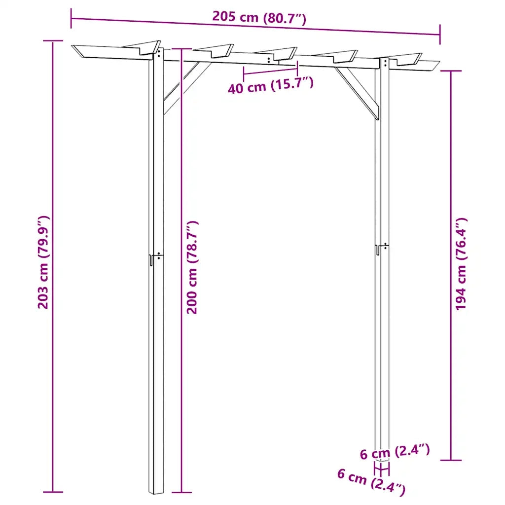 Pergolato da Giardino 205x40x203 cm in Legno 41663