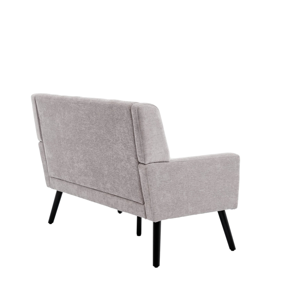 Poltrona Panca 2 Posti in Tessuto Lino ¨C MINIMAL ¨C Gambe in Legno Massello, Seduta Imbottita