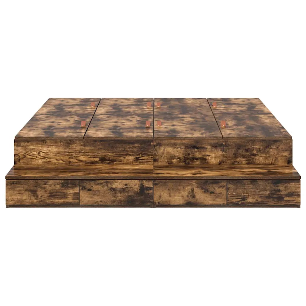 Struttura letto con contenitore con cassetto Rovere fumé 140 cm 3335697