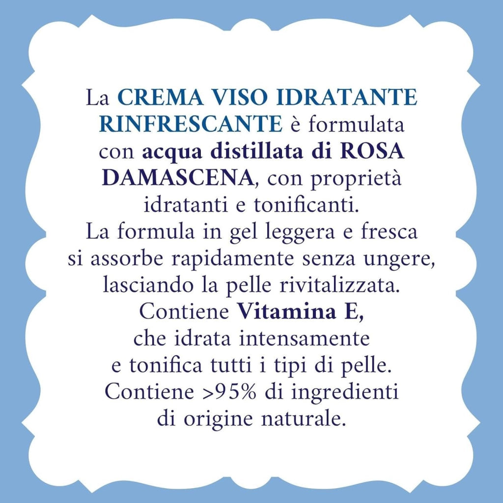 ACQUA ALLE ROSE CREMA VISO IDRATANTE RINFRESCANTE CON ACQUA DISTILLATA 50 ML ROSA DAMASCENA E VITAMINA E