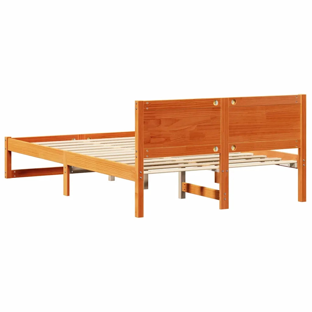 Letto matrimoniale | Letto per adulti | Struttura del letto Marrone cerato 120 x 190 cm Pino massello