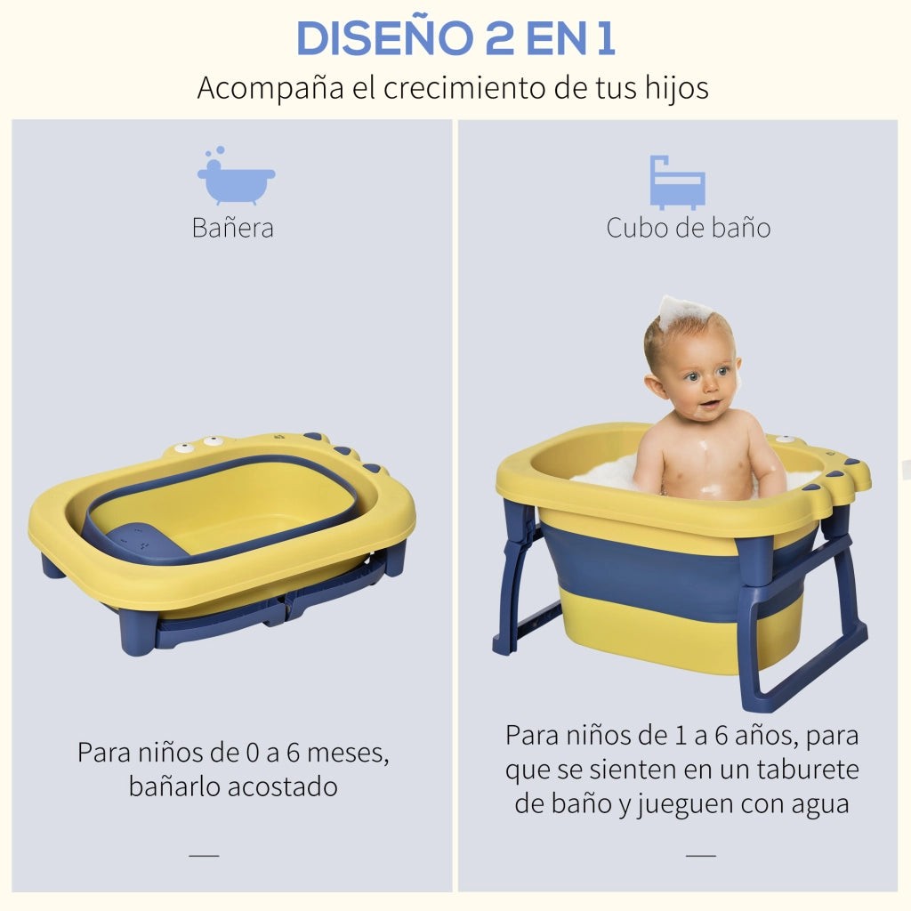 Vasca da bagno per bambini pieghevole ¨C zephmum ¨C giallo e blu 75.3x55.4x43 cm