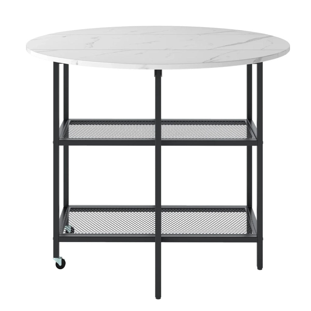 Tavolo pieghevole mobile per 2-4 persone 100 x 100 x 80 cm pratico contenitore e ruote bloccabili metallo bianco 20_0014101