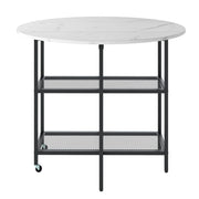 Tavolo pieghevole mobile per 2-4 persone 100 x 100 x 80 cm pratico contenitore e ruote bloccabili metallo bianco 20_0014101