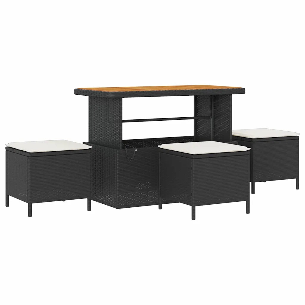 Set Divano da Giardino con cuscino 9 pcs Nero Poly Rattan 3364870