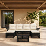 Set Divano da Giardino 7 pcs Nero polyrattan 3434911