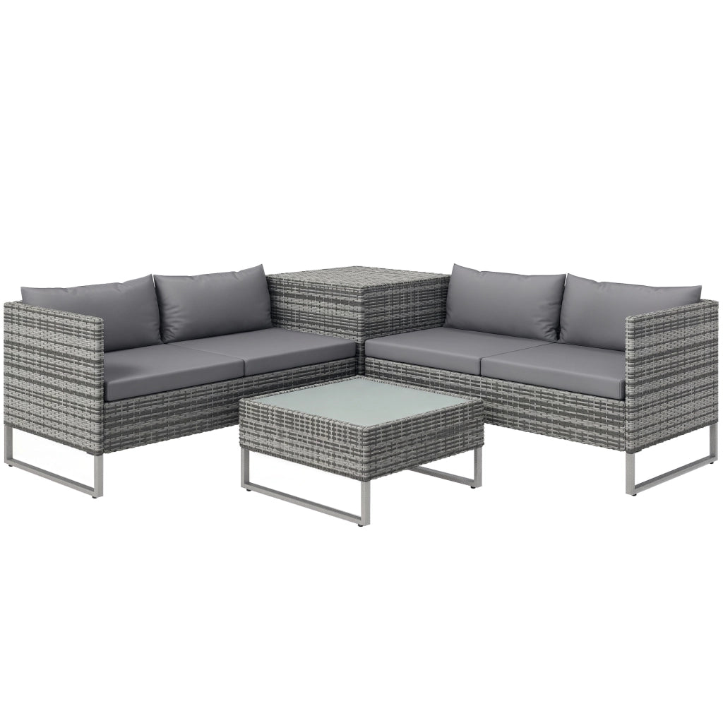 Set da Giardino 4 Pezzi con 2 Divani 2 Posti e 2 Tavolini ¨C Xylo ¨C Acciaio e Rattan