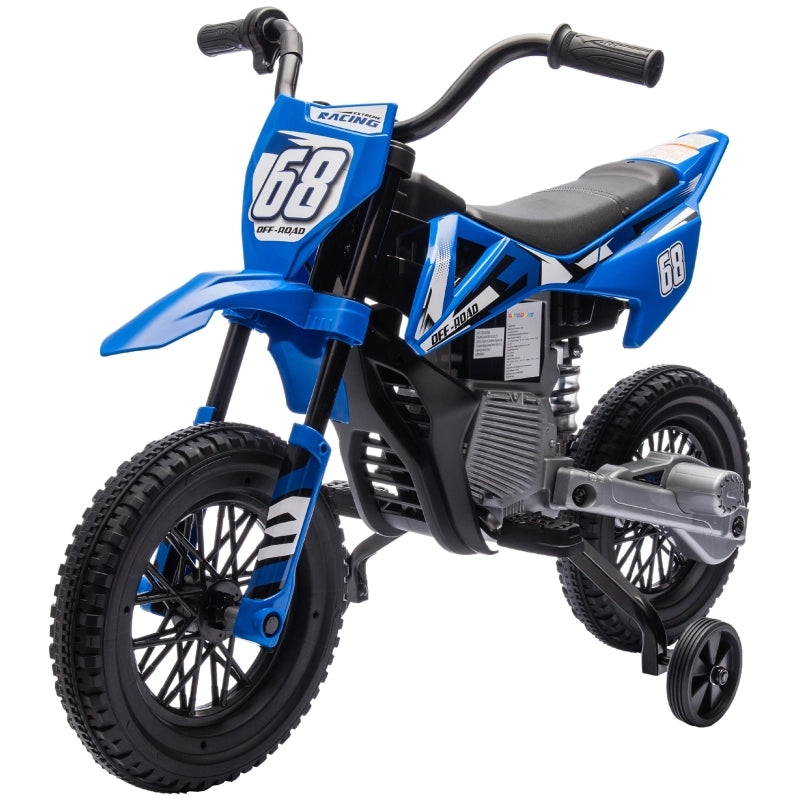 Moto elettrica per bambini, 12V, con musica, veicolo per bambini con rotelle, 3-6 anni, blu
