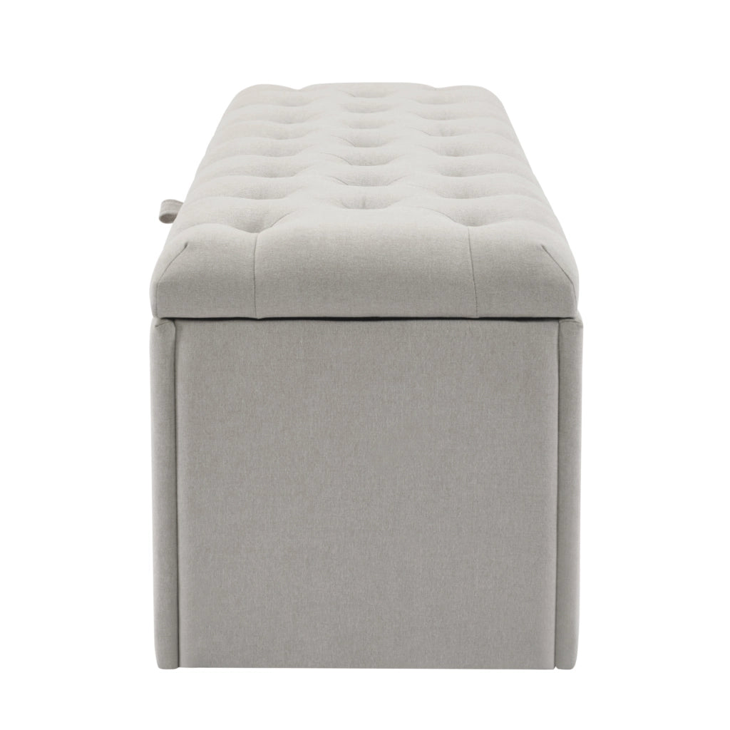 OKWISH Panca Contenitore in Lino, Panca Fondoletto con Vano Contenitore e Seduta Imbottita, Design Europeo, Grigio Chiaro