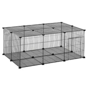 Gabbia per Conigli e Piccoli Animali ¨C Xylo ¨C 22 Pannelli Modulabili in Metallo con Porta, Nero, 105x70x45cm
