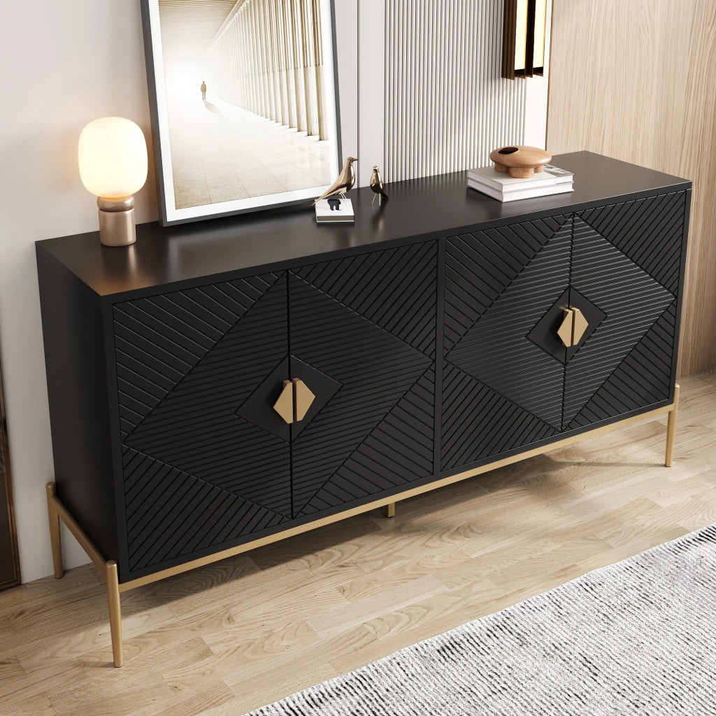SIDEBOARD 162 x 40 x 80 cm Nero in MDF e pannello truciolare