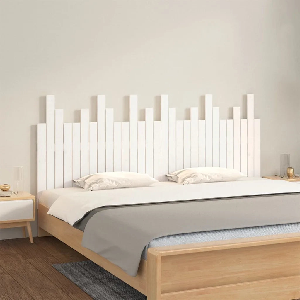 Testiera | Testata da Parete Bianca 185x3x80 cm in Legno Massello di Pino