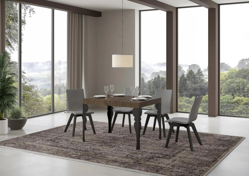 Tavolo allungabile 70x110/194 cm Paxor Noce telaio Antracite