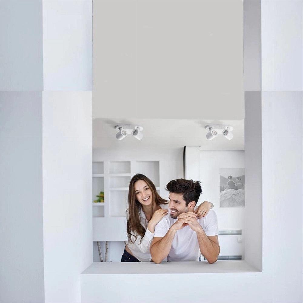 Trade Shop - Applique 2 Diffusori Orientabile Soffitto Parete Lampada Gu10 Bianco Nero Th8802 -