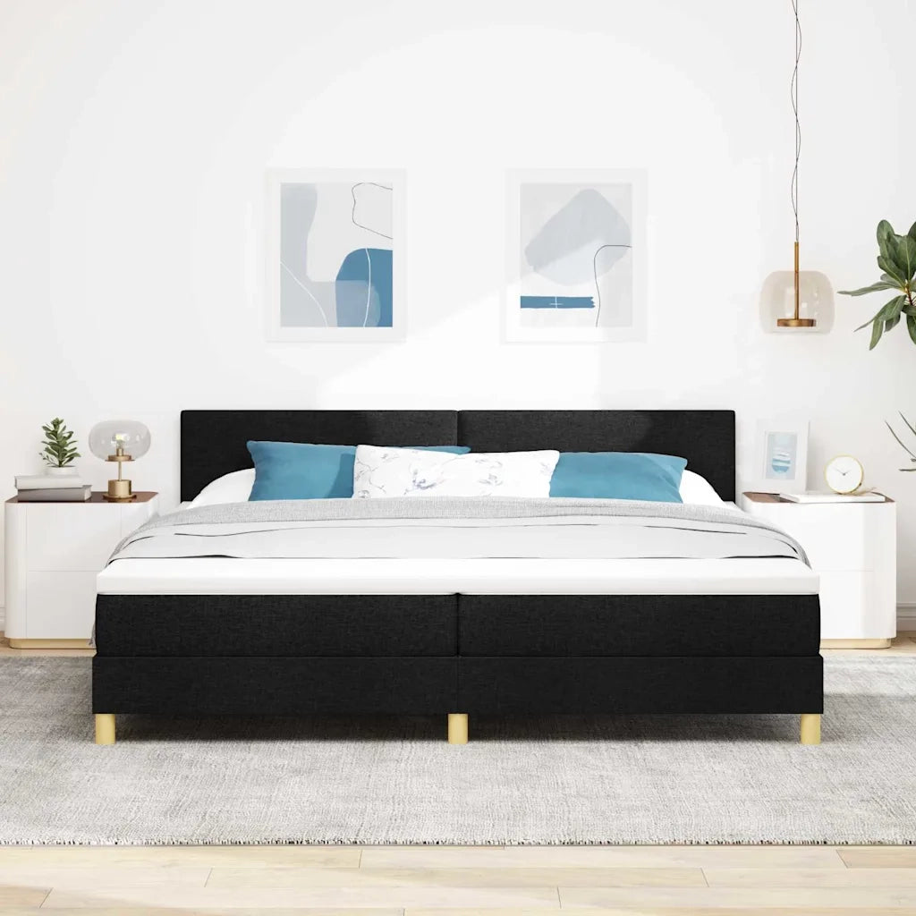 Letto a molle con cuscino Nero 200 x 200 cm Tessuto 3338946