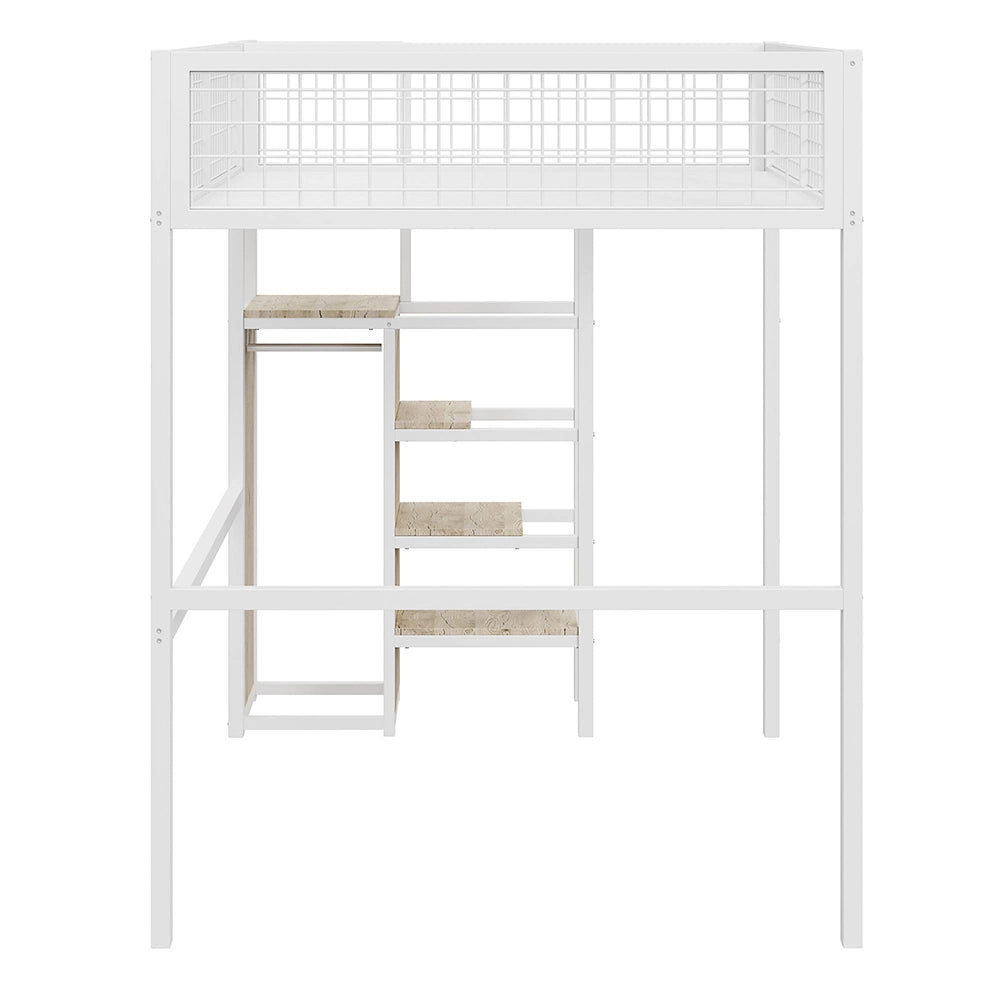 Letto mezzanino bambini 140x200cm - Xylo - bianco, armadio