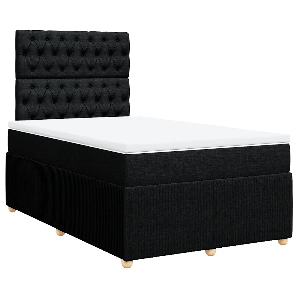 Giroletto a Molle con Materasso Nero 120x190 cm in Tessuto