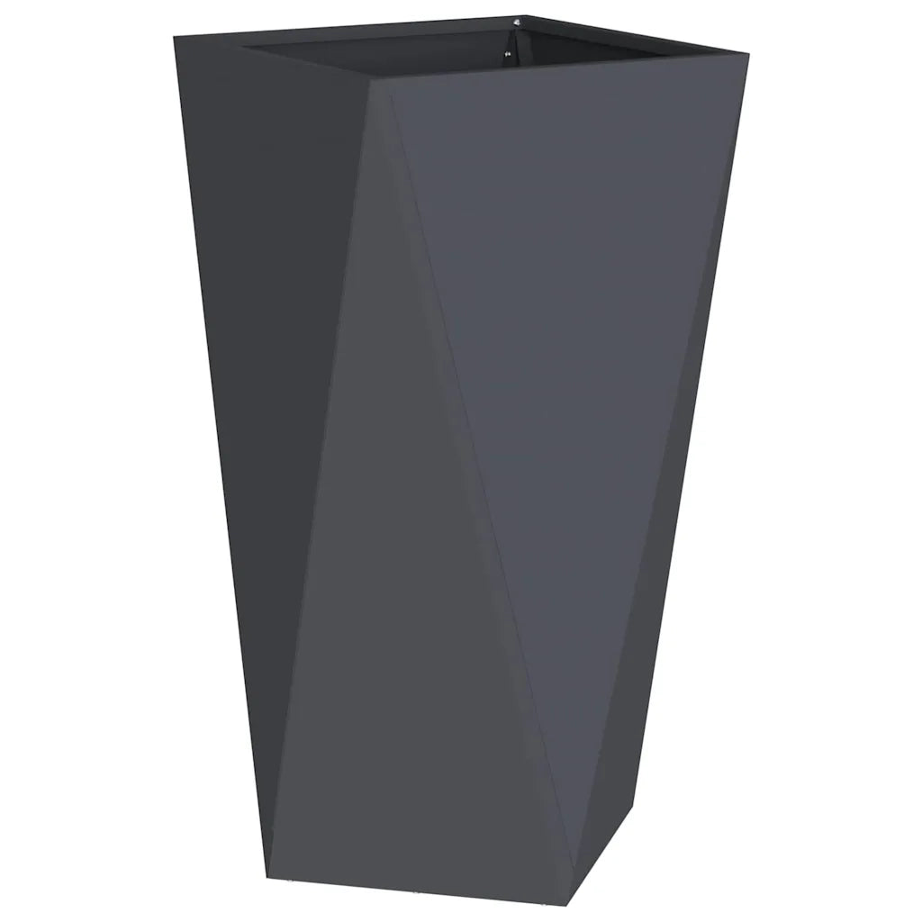 Fioriera rettangolare moderna per esterni 40 x 40 x 75 cm resistente agli agenti atmosferici e dal design elegante in acciaio antracite 02_0053024