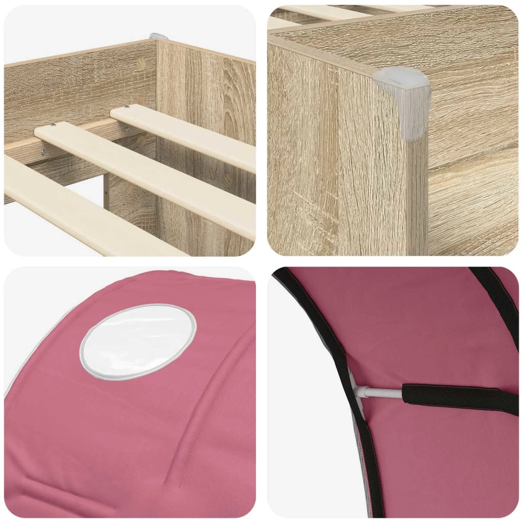 Letto con Tunnel 4 pcs Sonoma e Rosa Legno ingegnerizzato 3423578