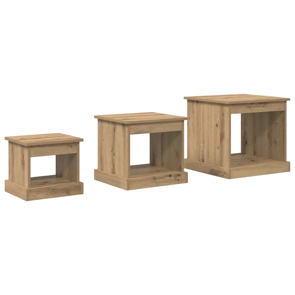 Tavolino da salotto 3 pz Rovere artigianale 48 x 45 x 45 cm 881451