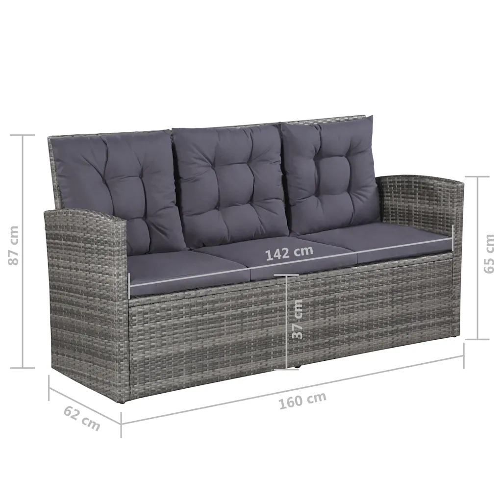 Set Divani da Giardino 6 pz con Cuscini in Polyrattan Grigio 43960