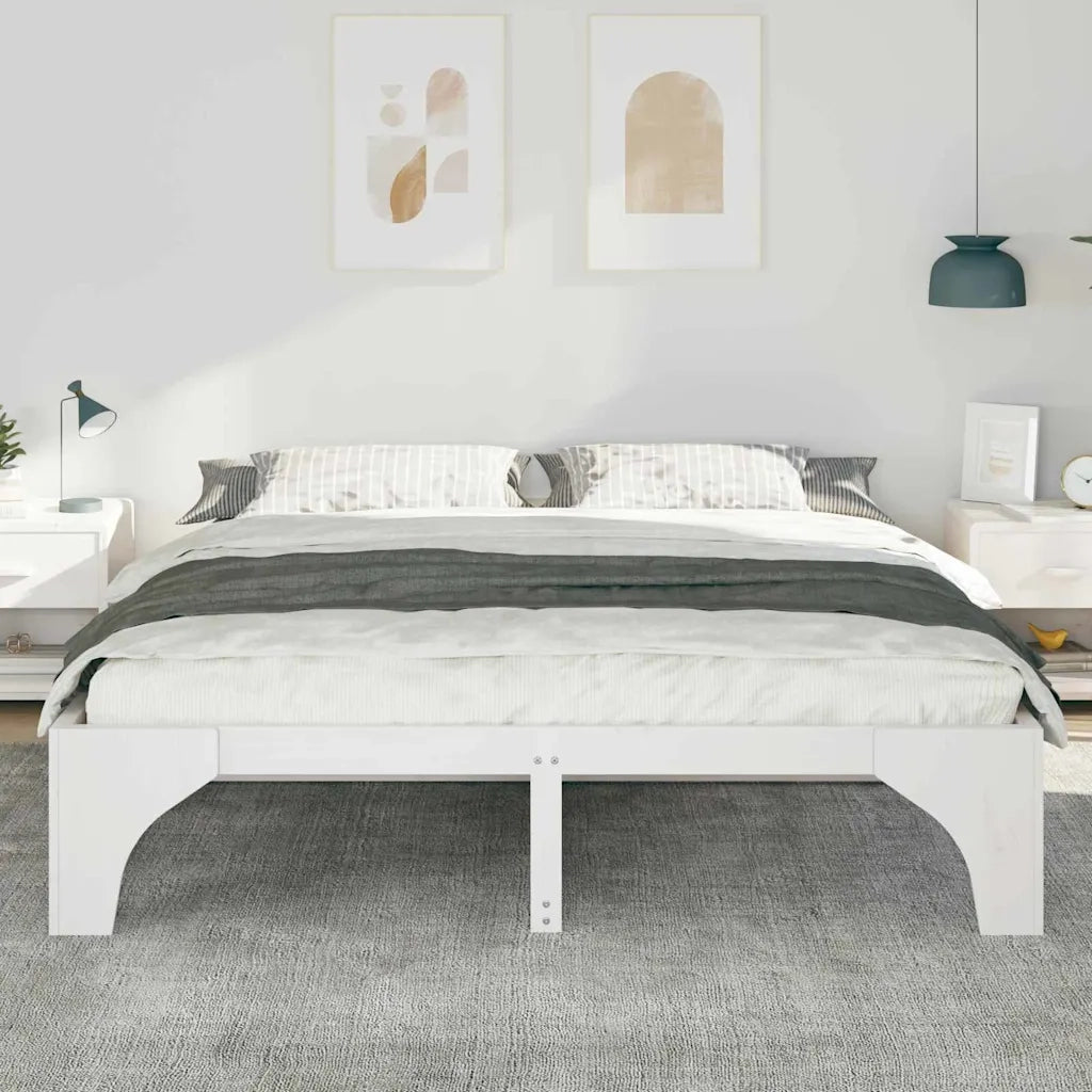 Struttura del letto-Giroletto-Rete del Letto Bianco 180 x 200 cm Pino massello 819200