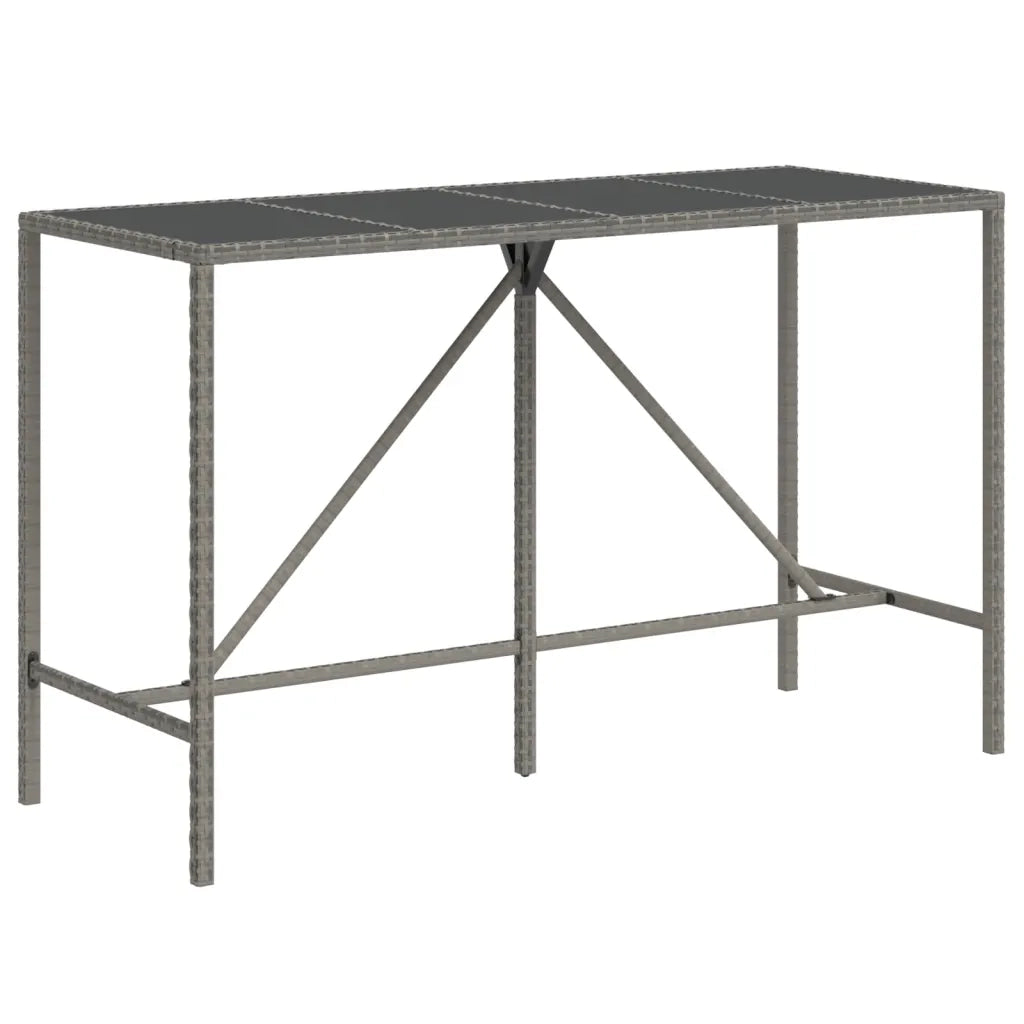 Set Bar Giardino 9pz Grigio Polyrattan e Legno Massello Acacia 3187681