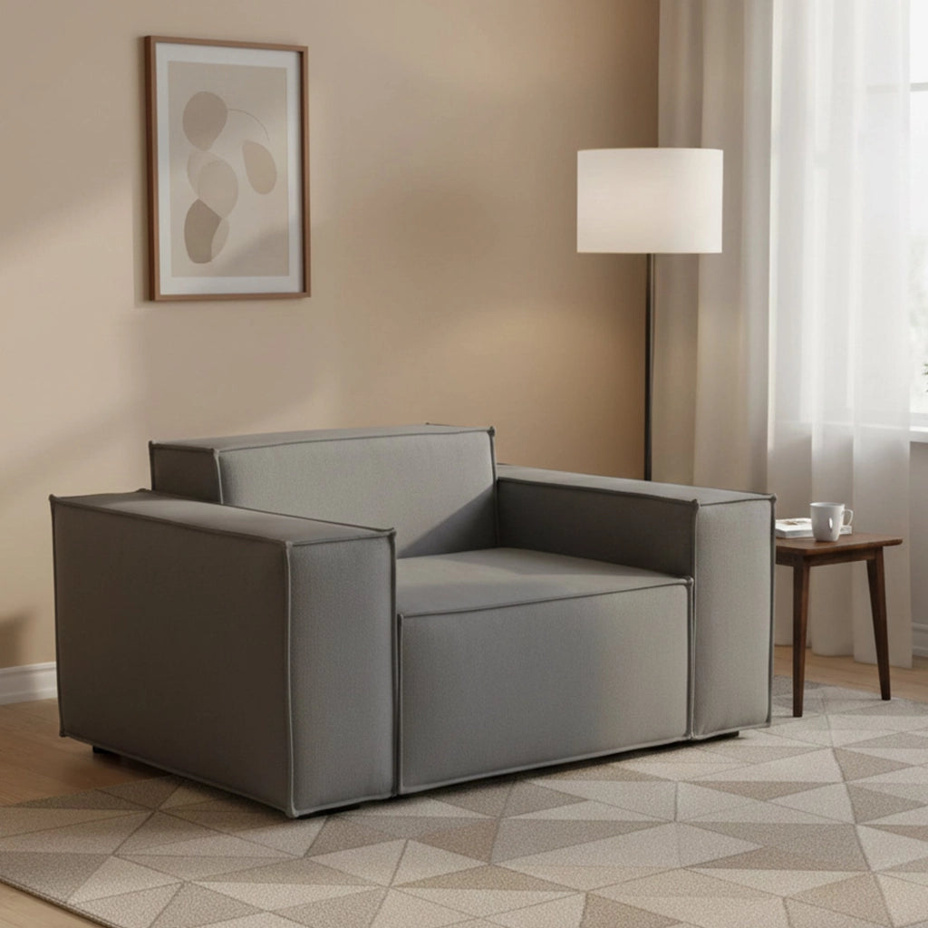Poltrona Rodonite, Poltrona da salotto, 100% Made in Italy, Poltroncina relax in tessuto imbottito, Cm 160x95h70, Grigio