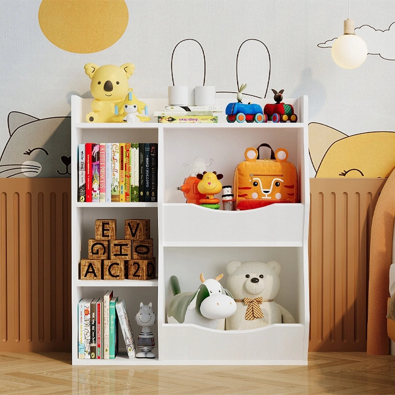 Libreria, mobiletto, contenitore per giocattoli, libri e giornali, 5 scomparti, stile loft