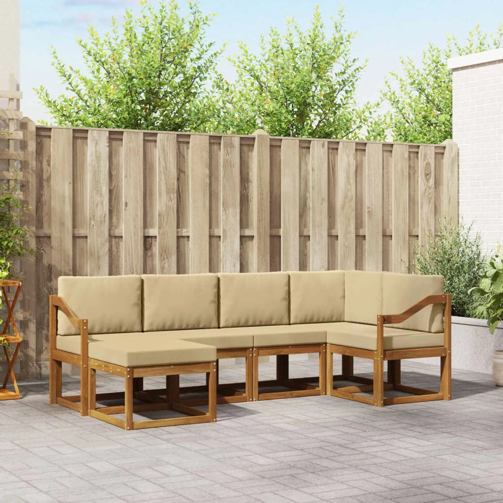 Set di divani da esterno con cuscino 6 pcs Naturale e Beige 3366656