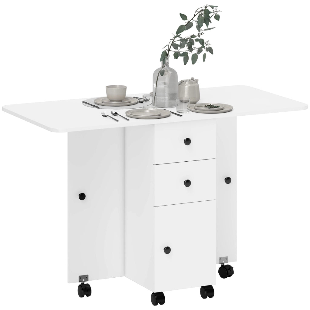 Tavolo da pranzo pieghevole allungabile con cassetti ¨C zephmum ¨C bianco 120x60x75 cm