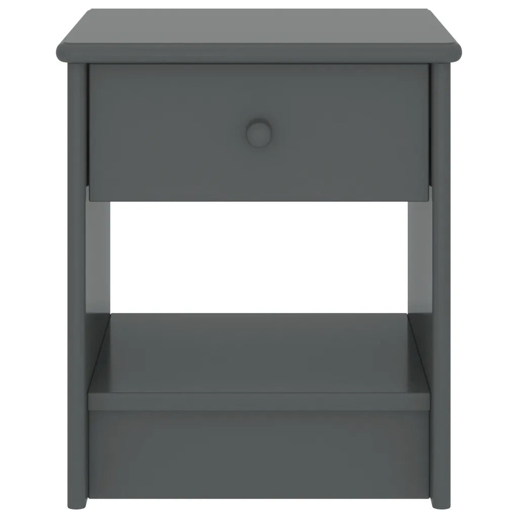 Comodino Grigio Scuro 35x30x40 cm in Legno Massello di Pino 322226