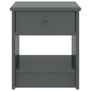 Comodino Grigio Scuro 35x30x40 cm in Legno Massello di Pino 322226