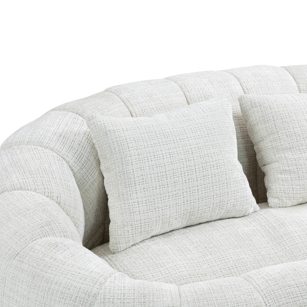 Sitzsack Lazy Sofa in Chenille Beige, divano relax a 2 posti con imbottitura in schiuma, 150x95x63 cm