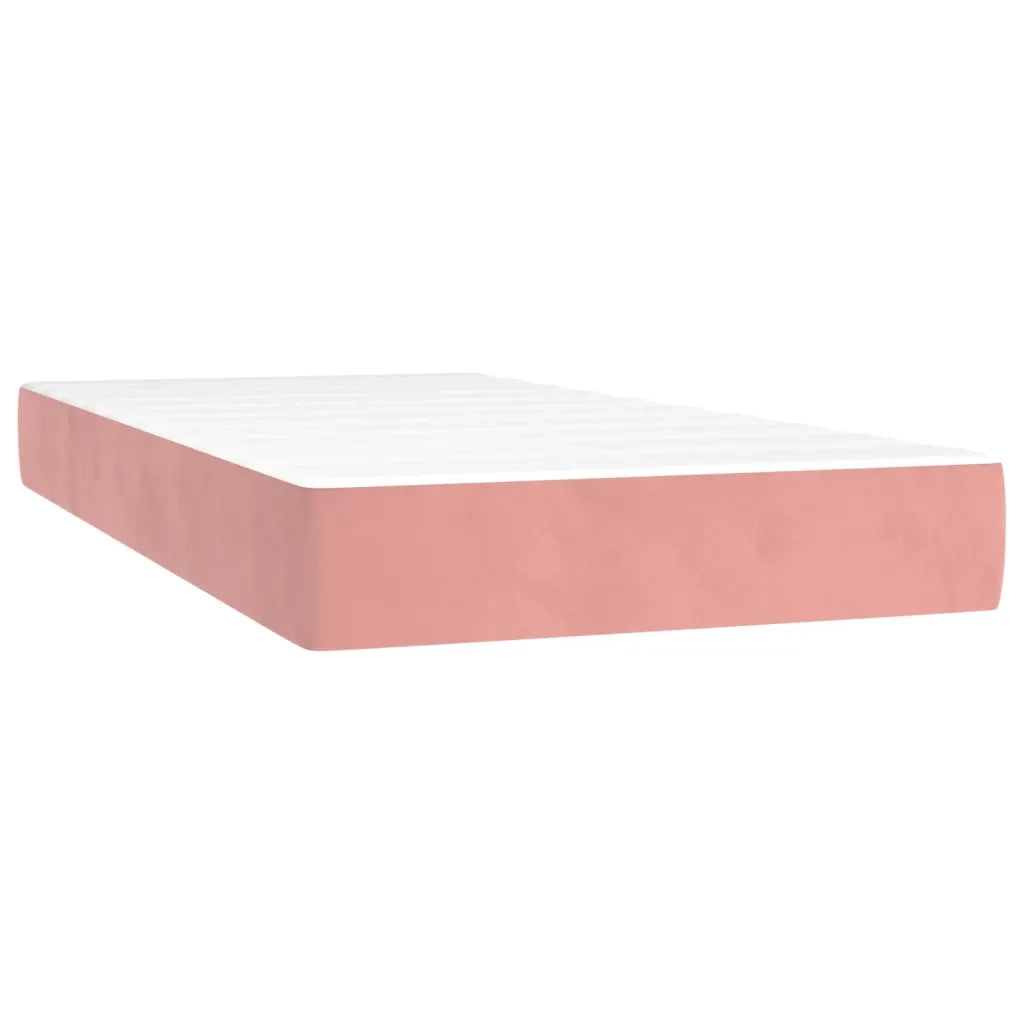 Letto a Molle con Materasso e LED Rosa 100x200 cm in Velluto 3134452