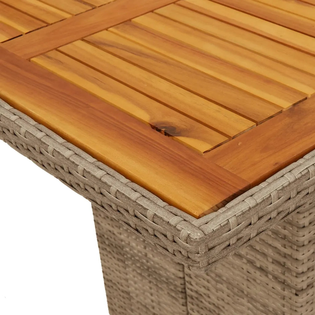 Tavolo Giardino | Tavolino da esterno Piano Legno Acacia Beige 190x80x74cm Polyrattan
