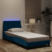 Giroletto con LED senza Materasso-Struttura Letto con LED Hanko Blu 80x200 cm in Velluto