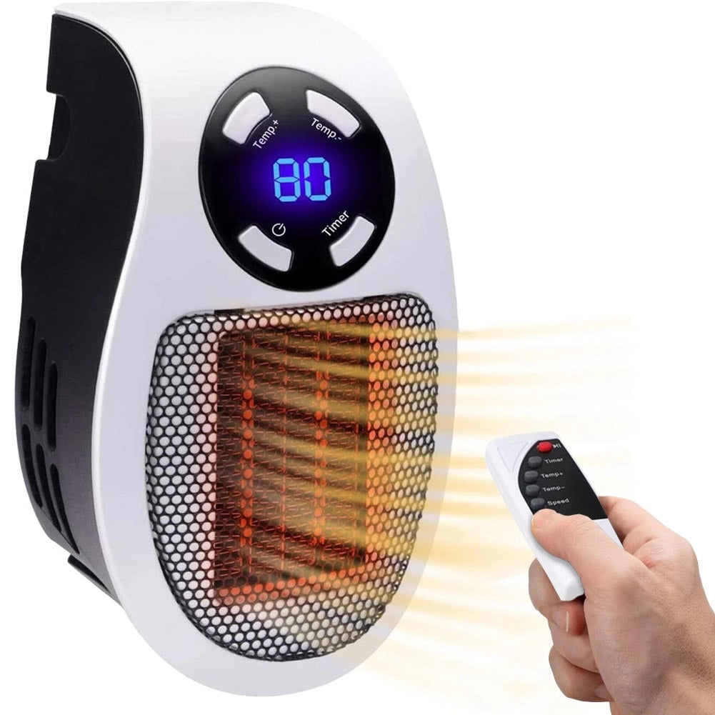 Termoventilatore Mini Stufa Scaldabagno Elettrico con Telecomando da Parete 2 Velocità Bianco e Nero