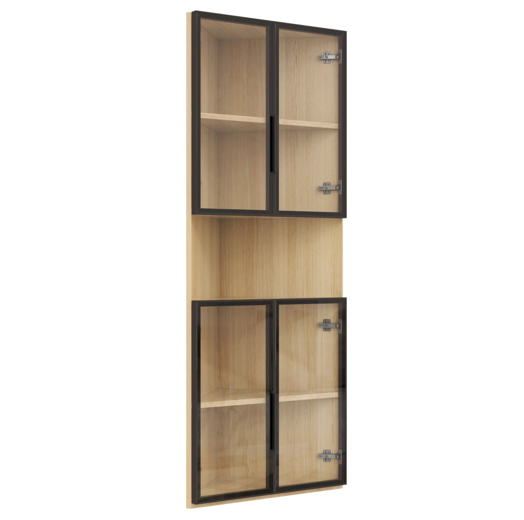Vetrina angolare con illuminazione LED e chiusura soft-close in MDF rovere