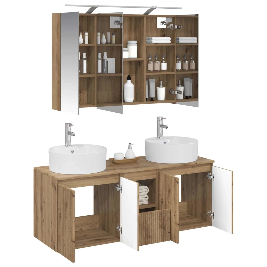 Set di Armadi da Bagno 4 pz Rovere Artigianale 3406462