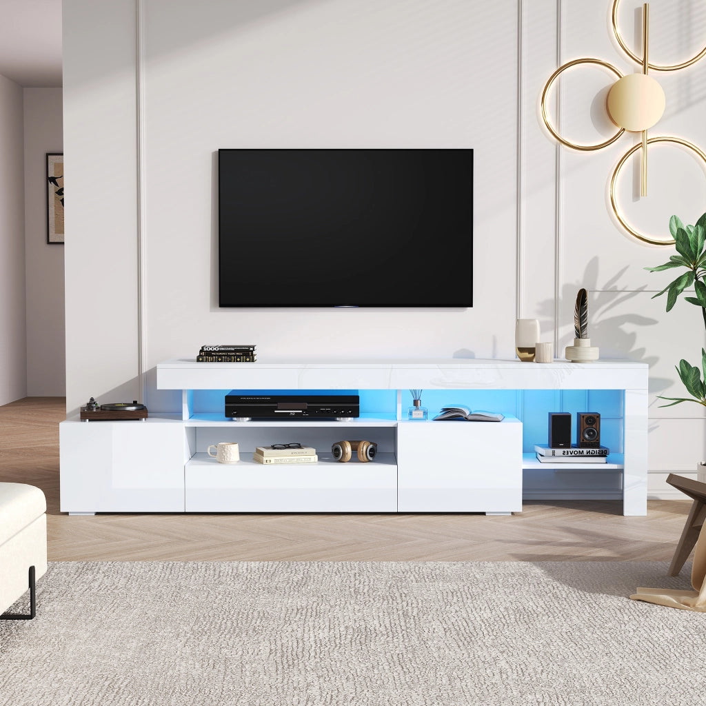 Mobile TV con LED ¨C MINIMAL ¨C Bianco Lucido, 192x37x53 cm